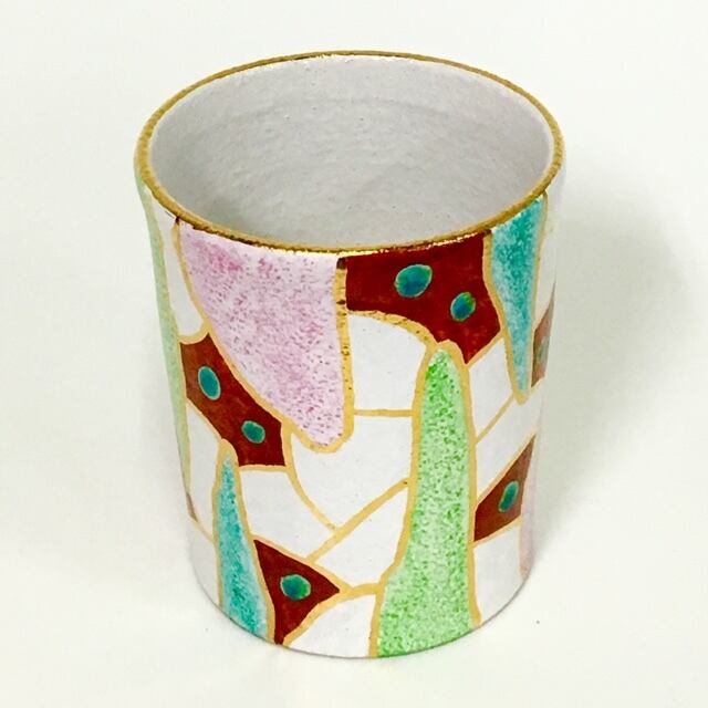 金彩色絵カップ【白】(170420-2)