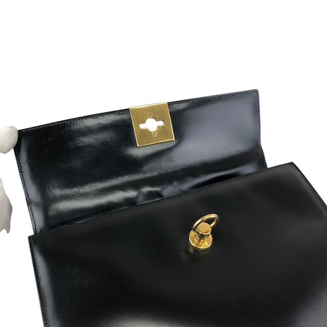 CELINE セリーヌ ハンドバッグ ブラック ガンチーニ マンテル レザー vintage ヴィンテージ オールド gpjwxc