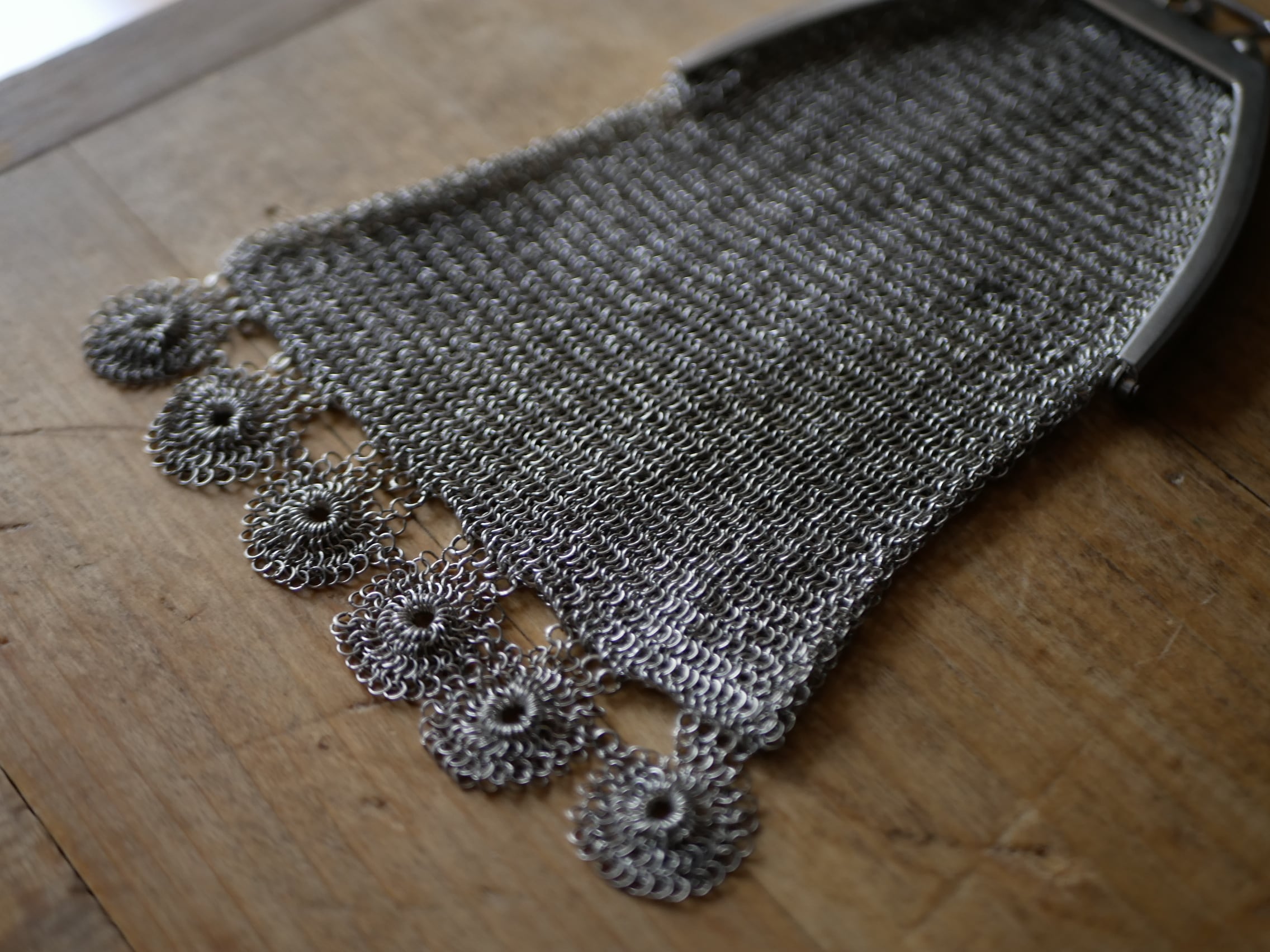 純銀シャトレーンバッグメッシュバッグフランスアンティークヨーロッパ