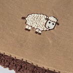 手刺繍キッチンタオル　リネン　ヒツジ柄　
