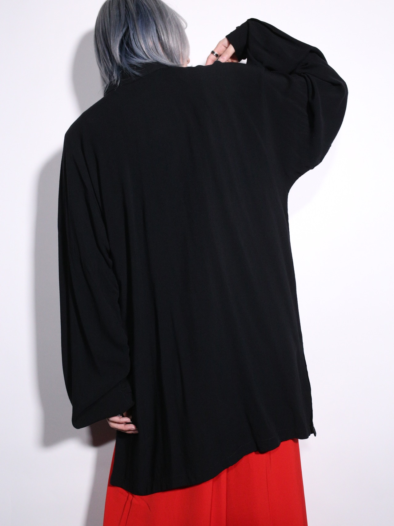 good drape fabric black china shirt - 5