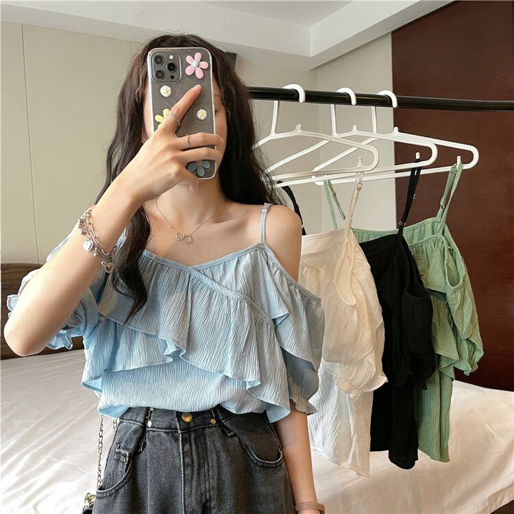 ブラウス サマー薄手スタイルシャツ ラッフルレディース 夏物 オフショルダー YY-ファッション64944097495