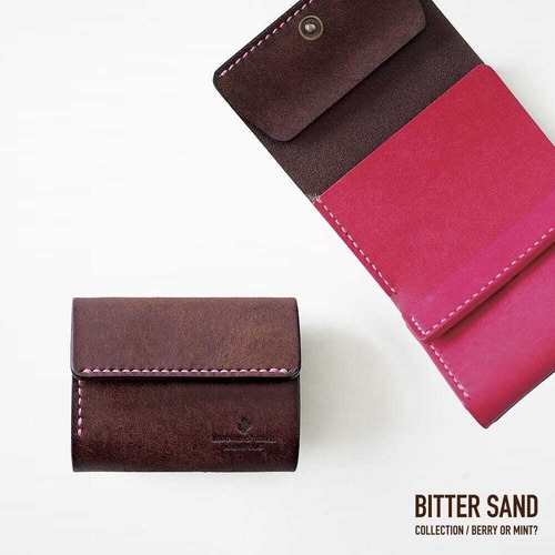【BITTER SAND】めっちゃ入る 三つ折り財布【ビターブラウン×ビビッドピンク】（在庫あり）