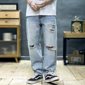 アメリカンレトロ リップドテーパードデニムパンツ 10494