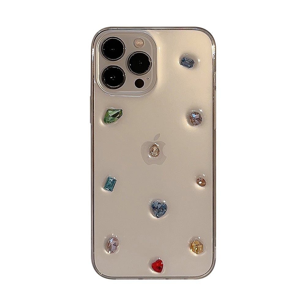 新型iPhone15対応】クリスタルデコ◎可愛い ビジュー 立体 クリア