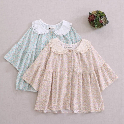 3色／レースカラー小花柄ブラウス ・8063