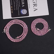 【Ice136】Pink Moissanite Tennis Chain Bracelet(3mm)