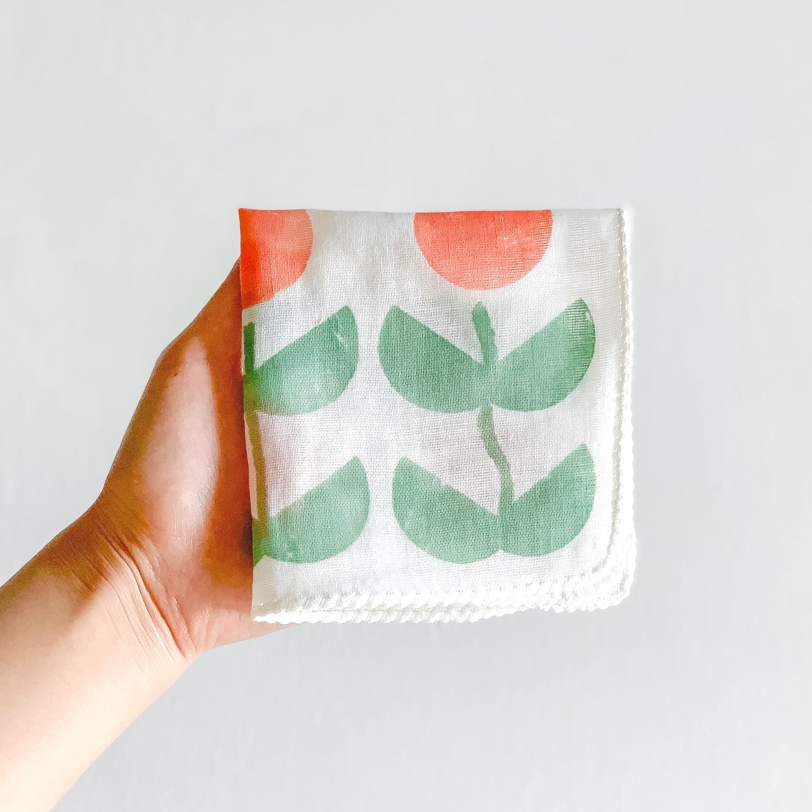 陽気なあの子＊ハンカチ シルクスクリーン 花 ガーゼ | sobani