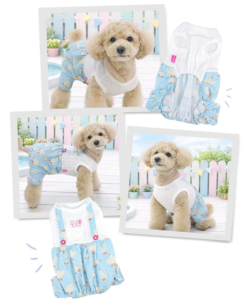 picnic all in one /  犬の服 春夏 新作 オールインワン 涼しい ロンパース ペット洋服 可愛い ドッグウェア 犬服 シンプル 伸縮性 お出かけ 袖なし 韓国 ワンコ服