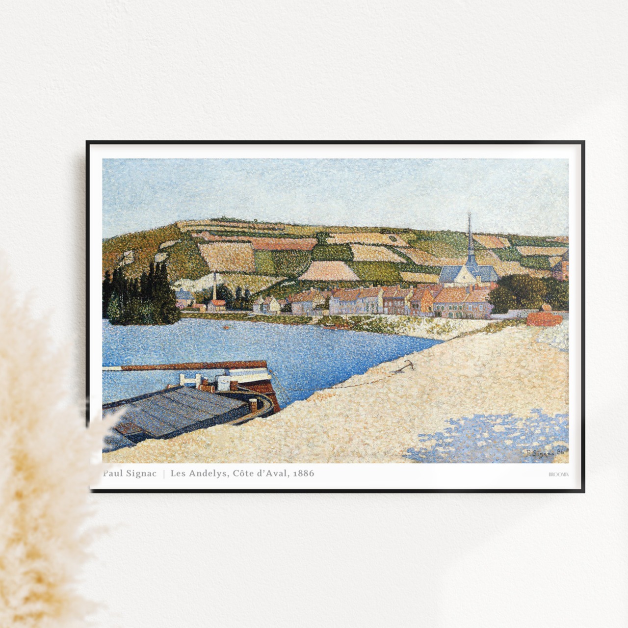 ポール・シニャック Les Andelys, Côte d’Aval | AP117 | アートポスター 絵画 名画 点描画 街 船 ボート 自然 風景画 - 1