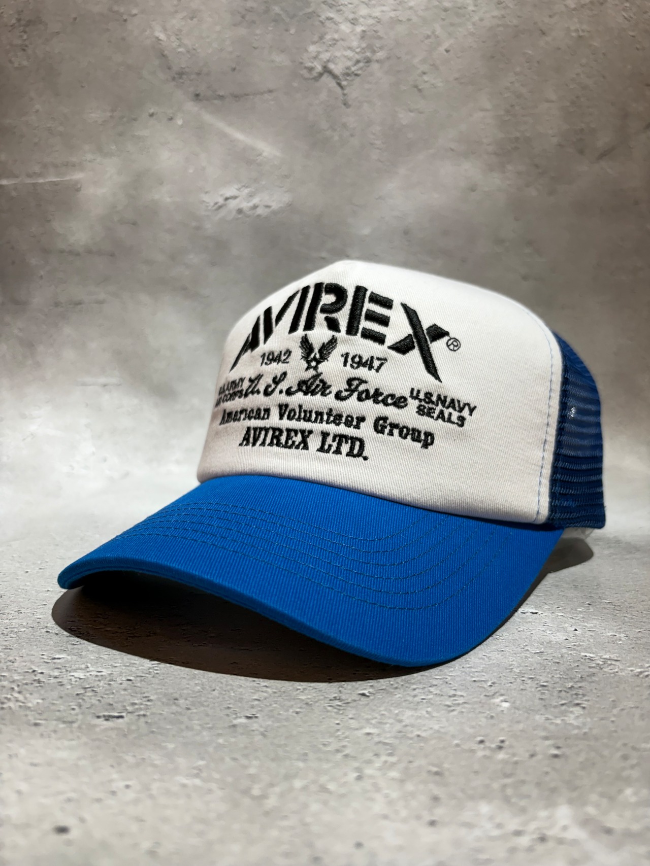 AVIREX / アヴィレックス MULTI LOGO MESH CAP  メッシュキャップ ブラック カモ ビックサイズ