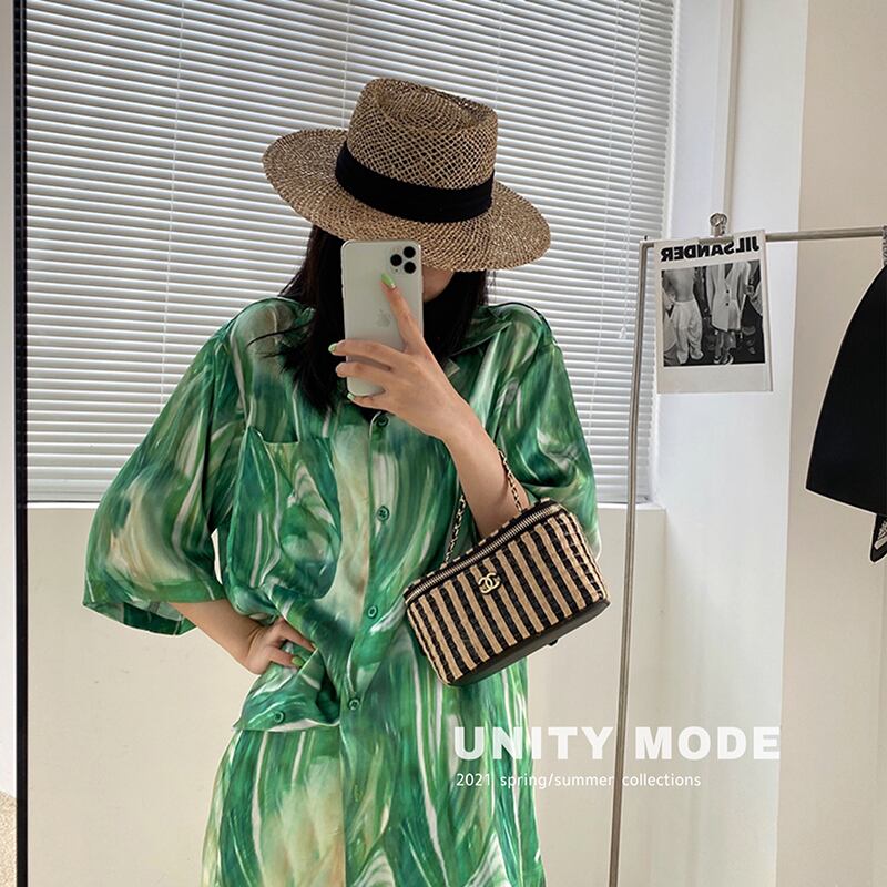 シャツ ジャケット サマーカジュアルルーズ薄手カラーポケット 夏物 ビッグFスモールZ韓国350676192