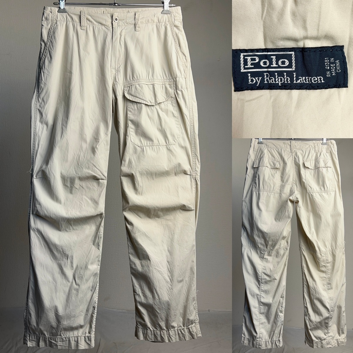 old Polo by Ralph Lauren White Cargo Pants W33 L32 90年代 00年代 
