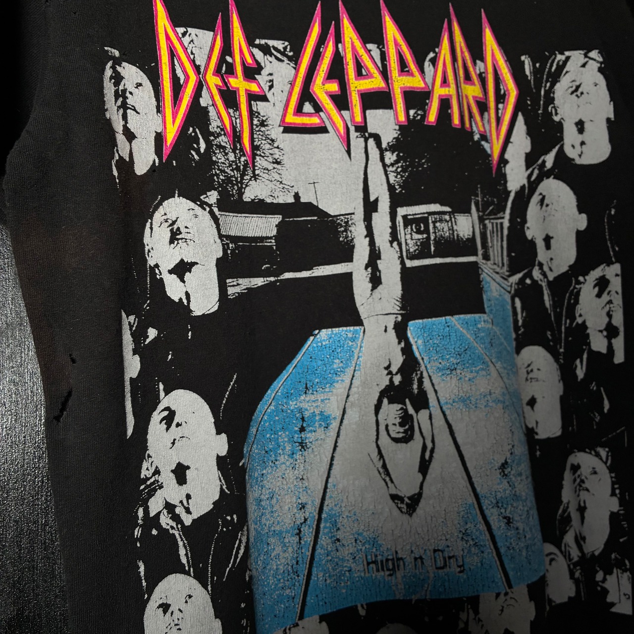 DEF LEPPARD Higns Dry 襤褸バンドTシャツ　ボロ　黒　デフレパード