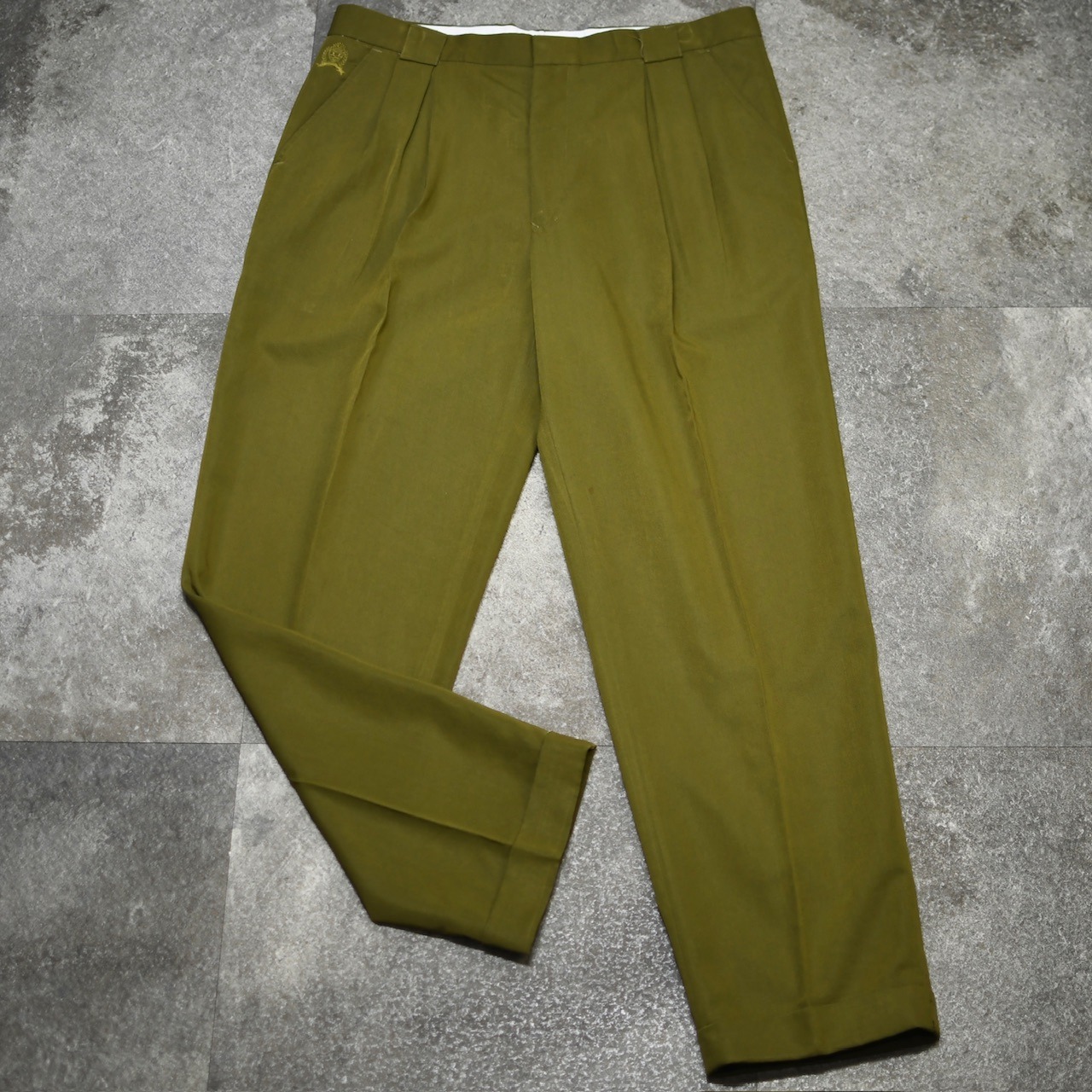 rayon blend khaki tuck slacks