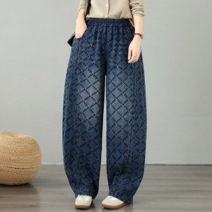 JACQUARD RELAXED ELASTIC WAIST WIDE LEG PANTS M-18563