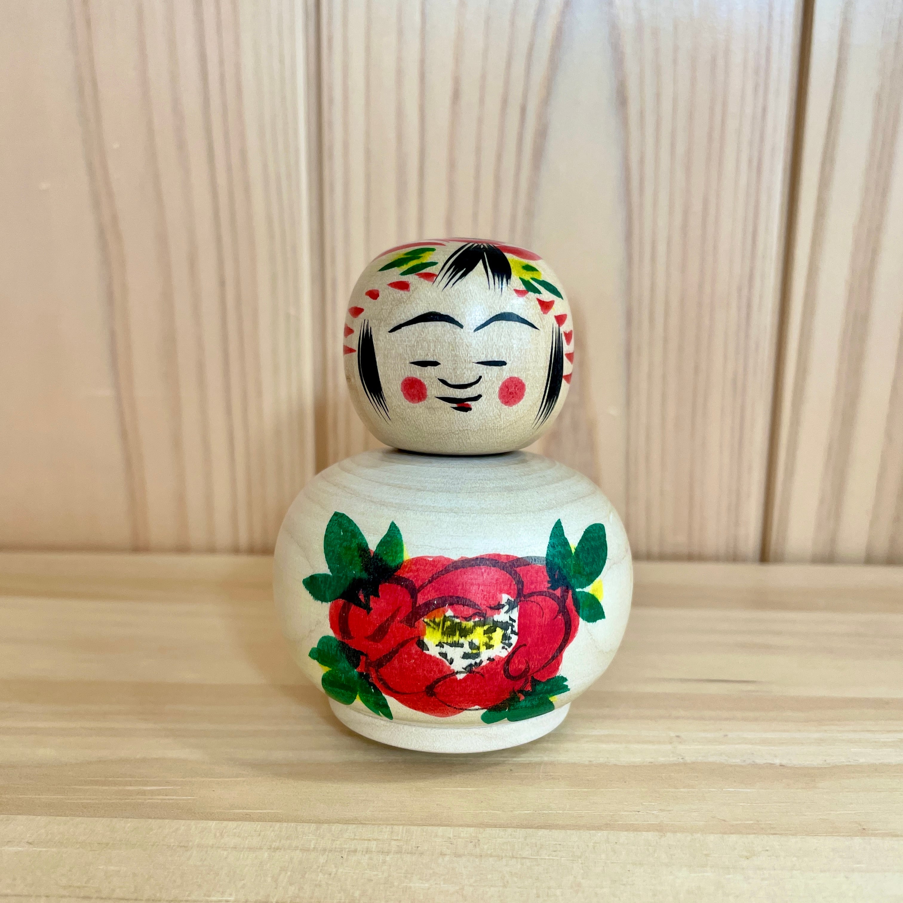 佐藤英裕工人：遠刈田系】えじこ こけし ろくろ線模様①：2.5寸 7.5cm