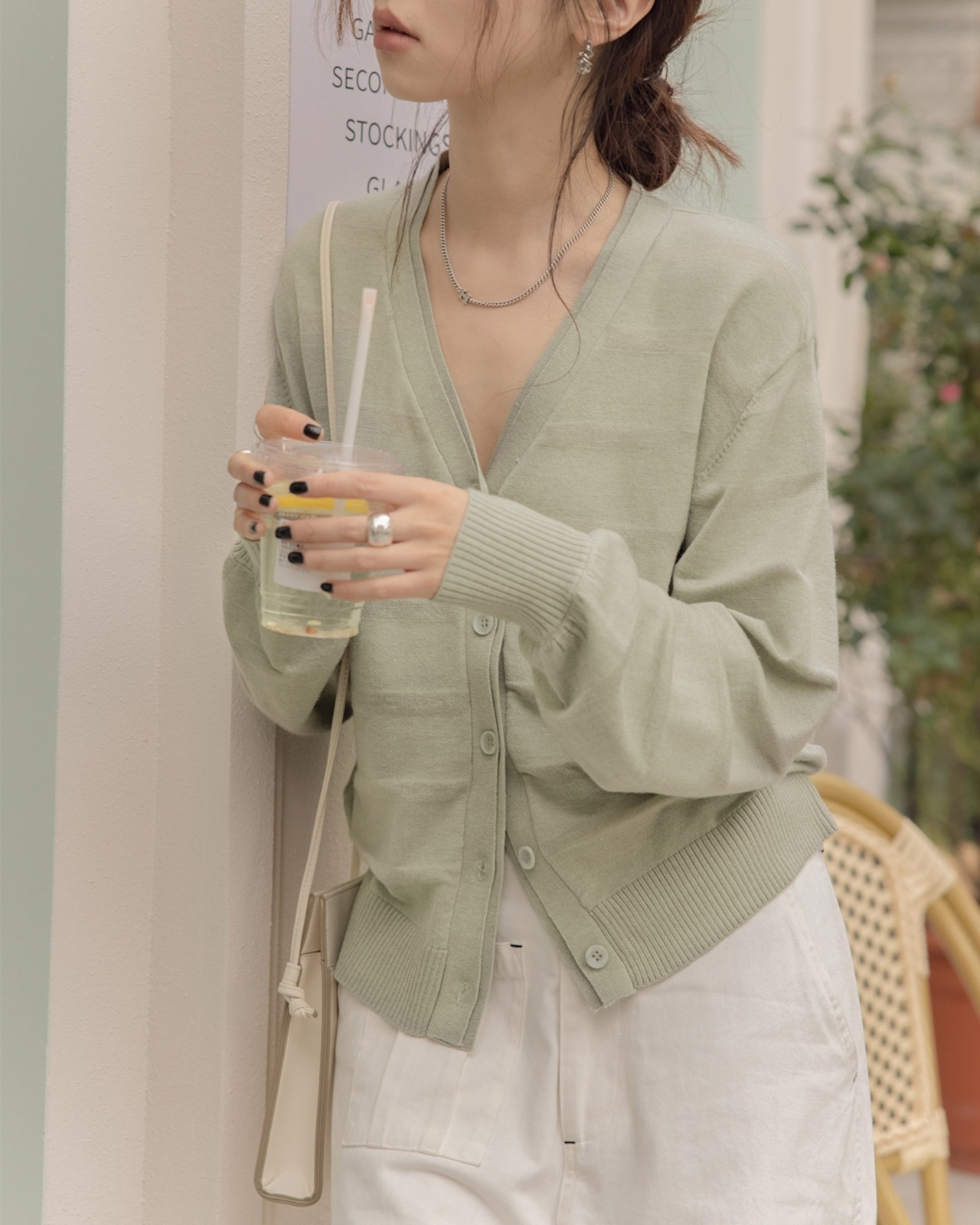 V-neck French border Cardigan　T20059