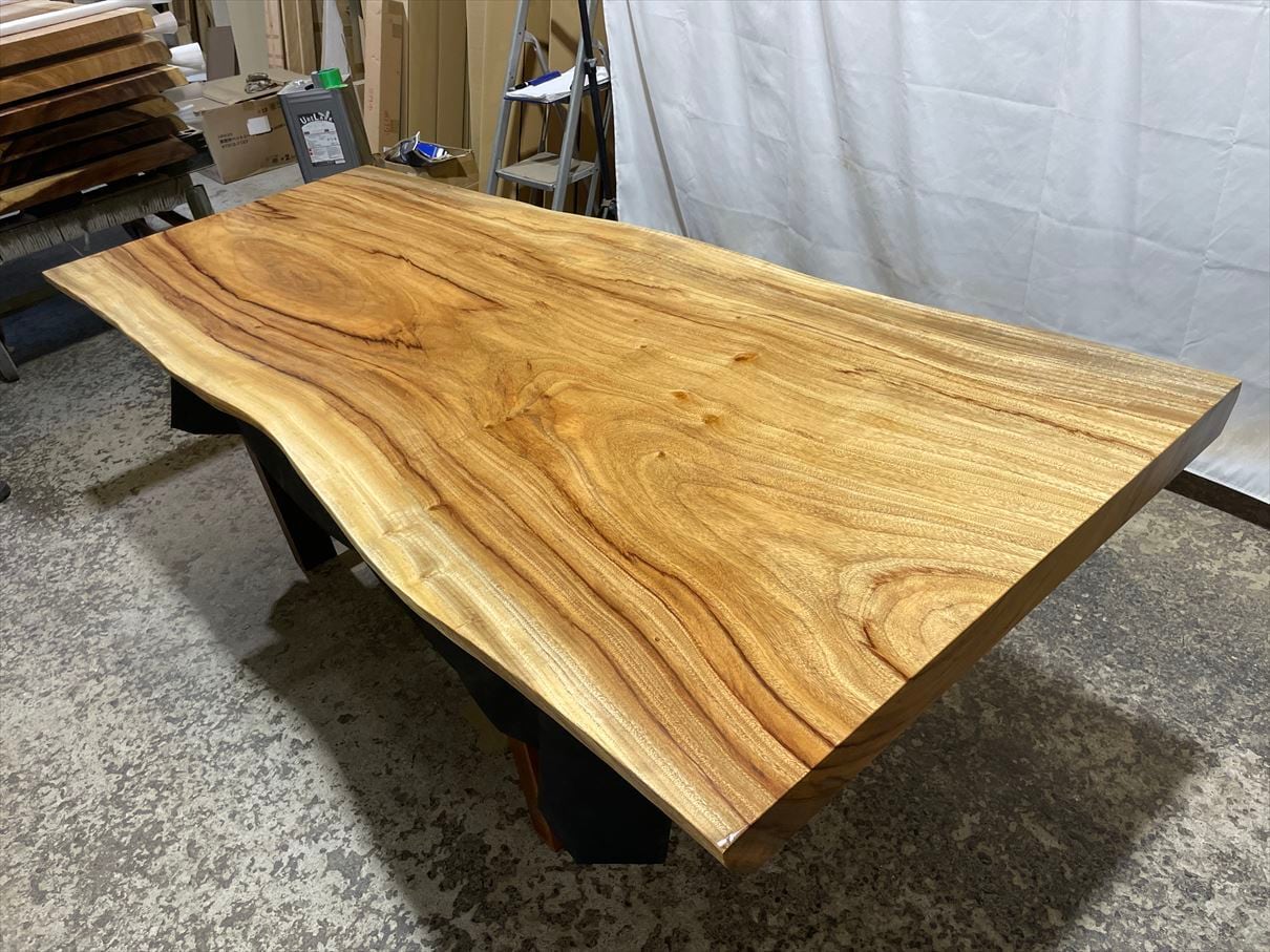 クス3976 楠 一枚板無垢材 2030x700‐730-810x60mm ダイニング