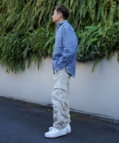 【#Re:room】CHECK STITCH BIG DENIM SHIRTS［RES092］