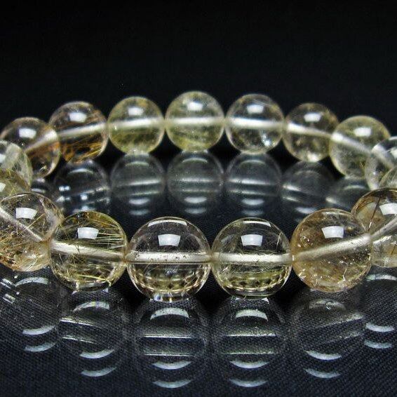 ルチルクォーツ ブレスレット 12mm プラチナルチル ブレス おまかせ便 一点物 111-55016