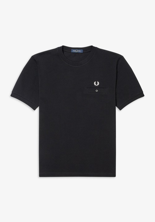 FRED PERRY (フレッドペリー) Pocket Detail Pique Shirt ピケTシャツ ブラック  M8531