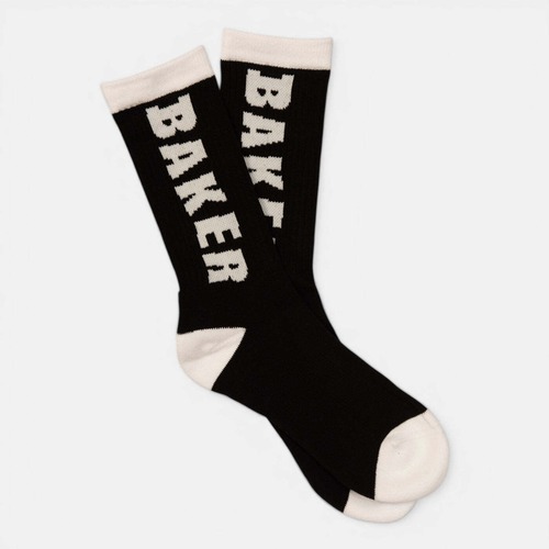 BAKER / WHITE LETTERS BLACK SOCKS