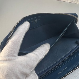 CHANEL シャネル ココマークパテントレザー長財布 ブルー A-9670
