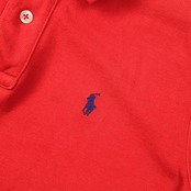 90s 00s RALPH LAUREN ラルフローレン ワンポイント 鹿の子 半袖 ポロシャツ L/朱色 レディース オールド