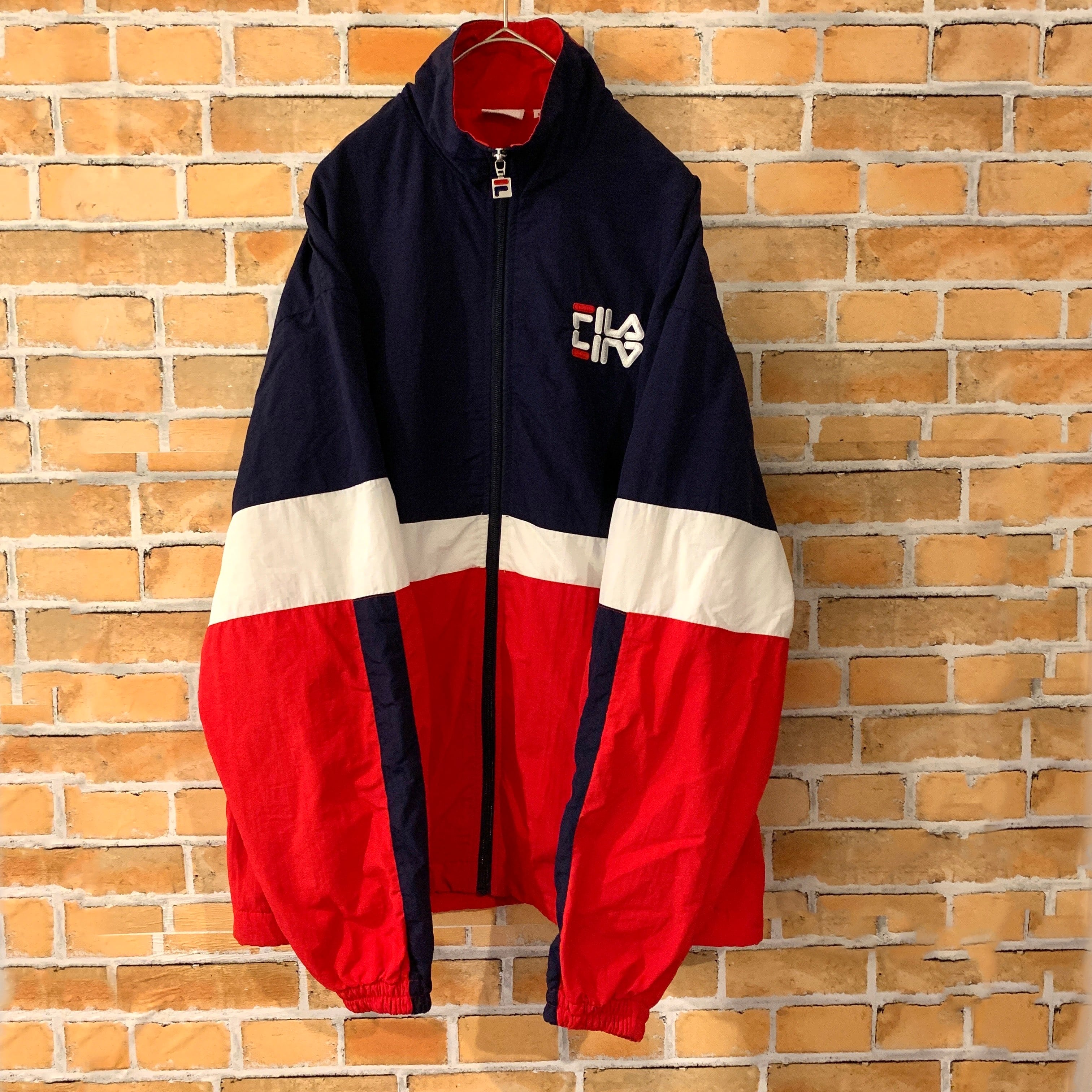 90s FILA フィラ ナイロンジャケット フリース 赤 Sサイズ