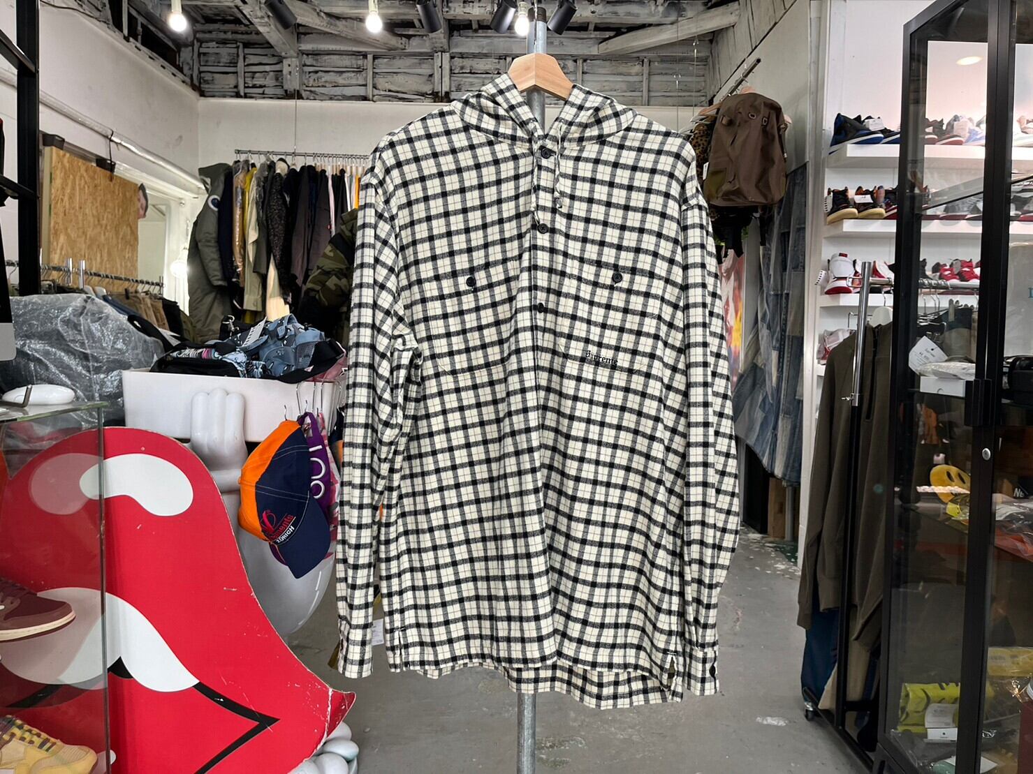 Supreme MINI PLAID HOODED SHIRT WHITE XL 13143 | BRAND BUYERS OSAKA