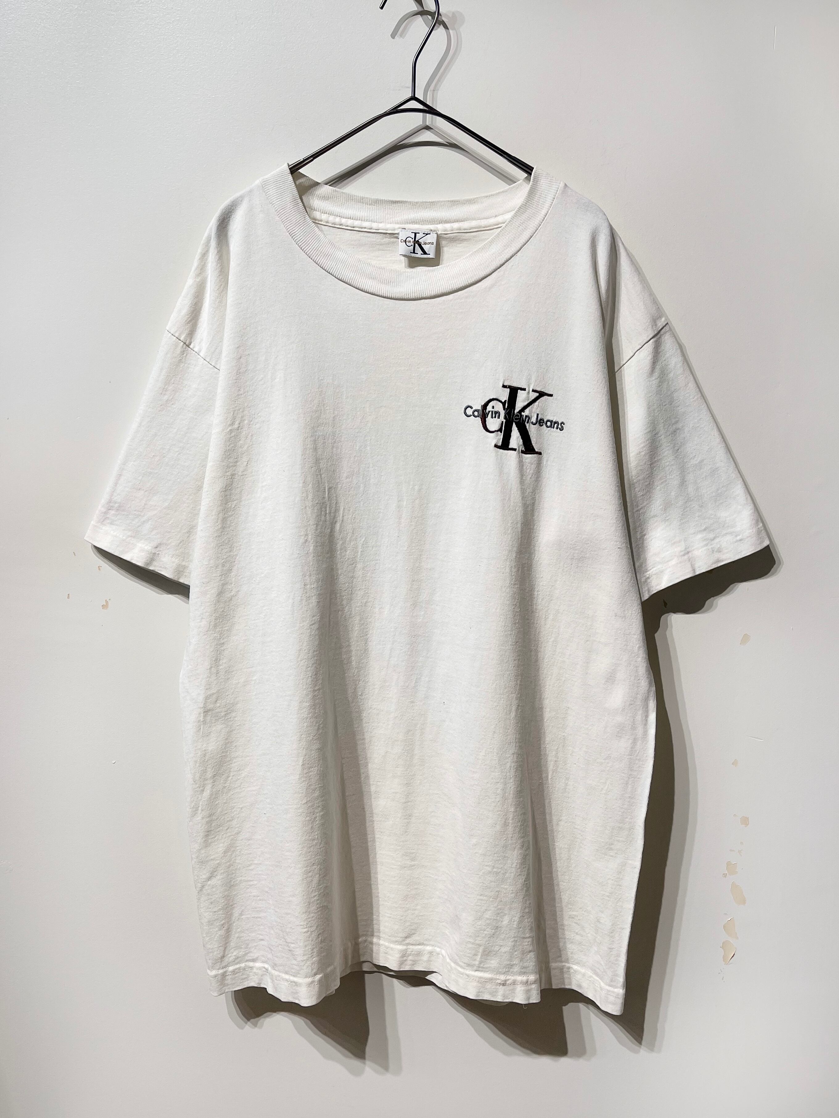 (CS2007)90's Old Calvin Klein Jeans 1 point logo T-shirt made in USA