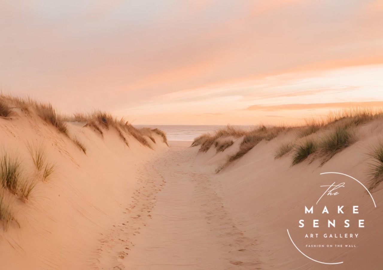 road to the sea｜夕暮れの海へ続く道のサンセットアートポスター｜｜リゾート感と癒しを部屋に添える風景アートA2ポスター