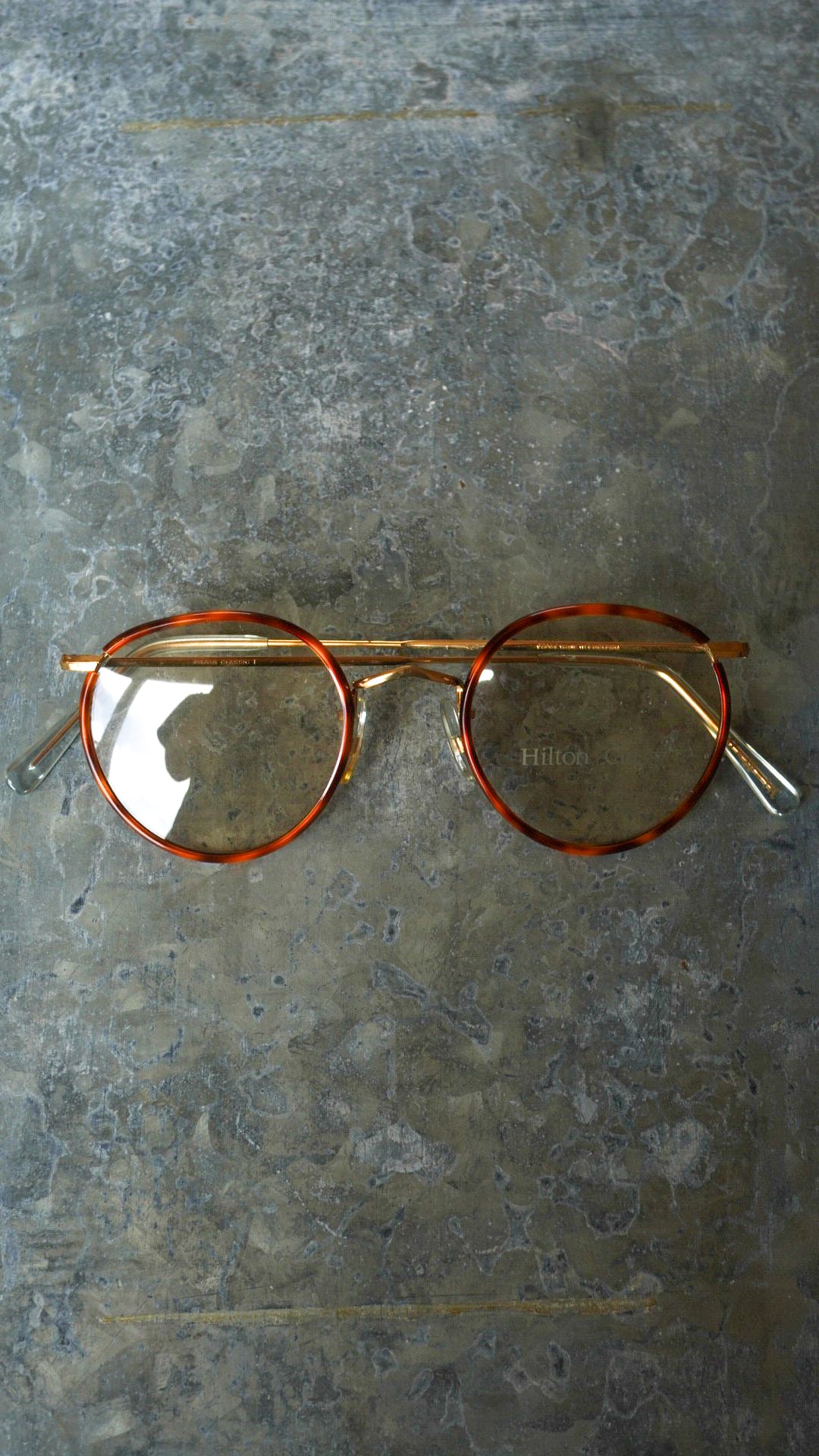 【DEADSTOCK / 1970s】HILTON CLASSIC ヒルトンクラシック Hilton Classic 1 セル巻き パント《デッドストック 眼鏡 ボストン 14KT RG ブロンド系べっ甲 サイズ 47-20 ヴィンテージ》