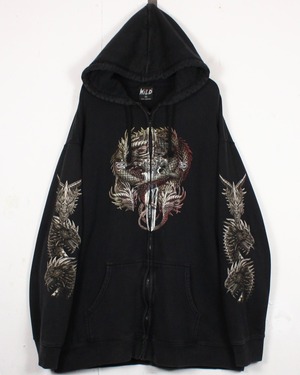 【Caka act2】Special Dragon Design Loose Zip Up Hoodi