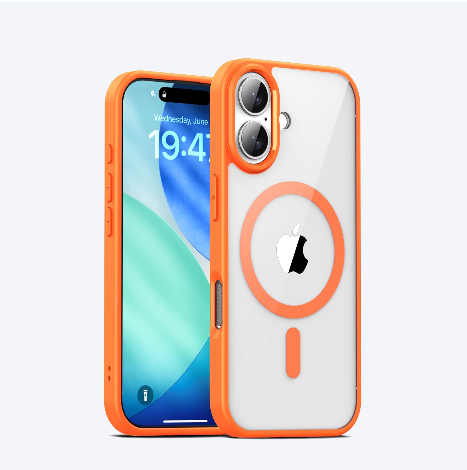 For iPhone 17 ケース MagSafe対応 iPhone 17 カバー 透明バック【Trocent】スマホケース クリア カメラ保護 四隅強化保護 手触り良い 軽薄 透明耐久 黄ばみ防止 ハイブリッドケース マグネット搭載 ワイヤレス充電 PC背面+TPU耐衝撃バンパー 滑り止め 指紋防止 男女兼用(オレンジ)