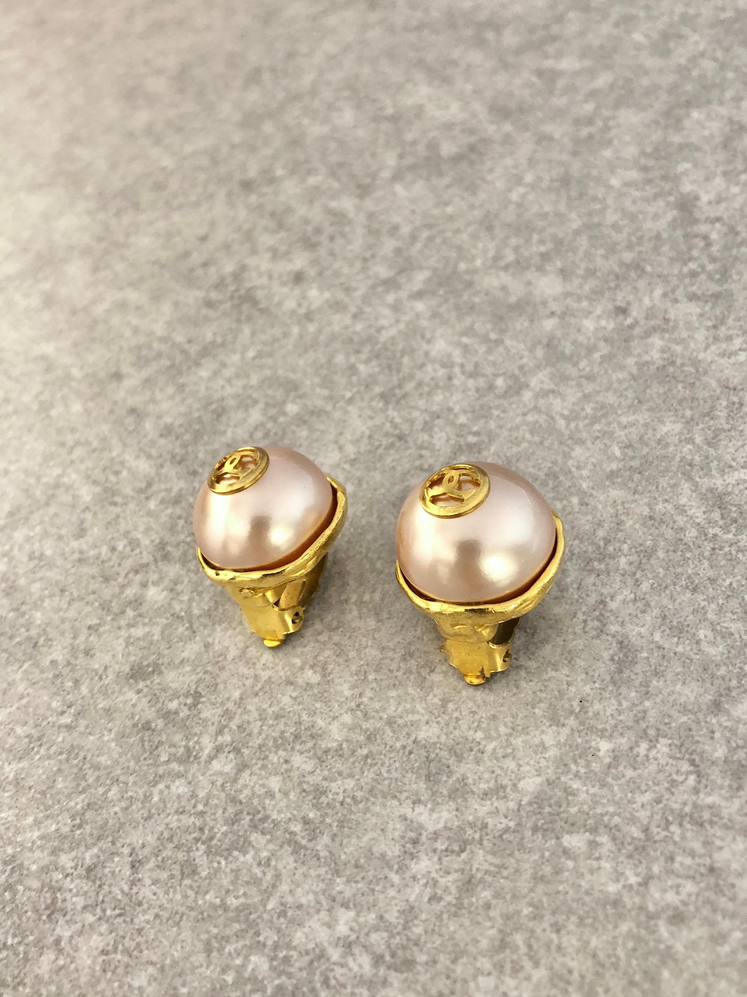 CHANEL シャネル イヤリング ピンク×ゴールド ココマーク パール