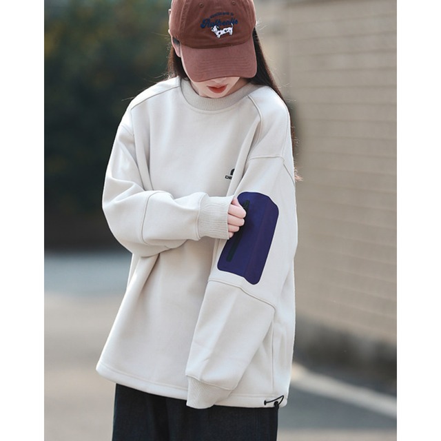 コントラストポケットクルーネックスウェット　N10016