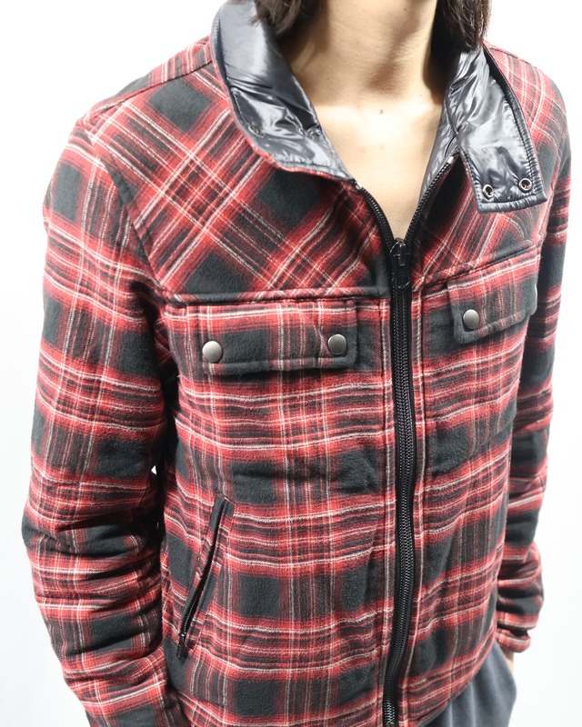【ZUCCA】check zip up blouson