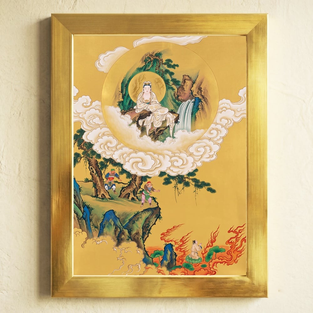 開運絵画】赤富士天照大御神 金運仕事運 経営ビジネス 色紙サイズ即