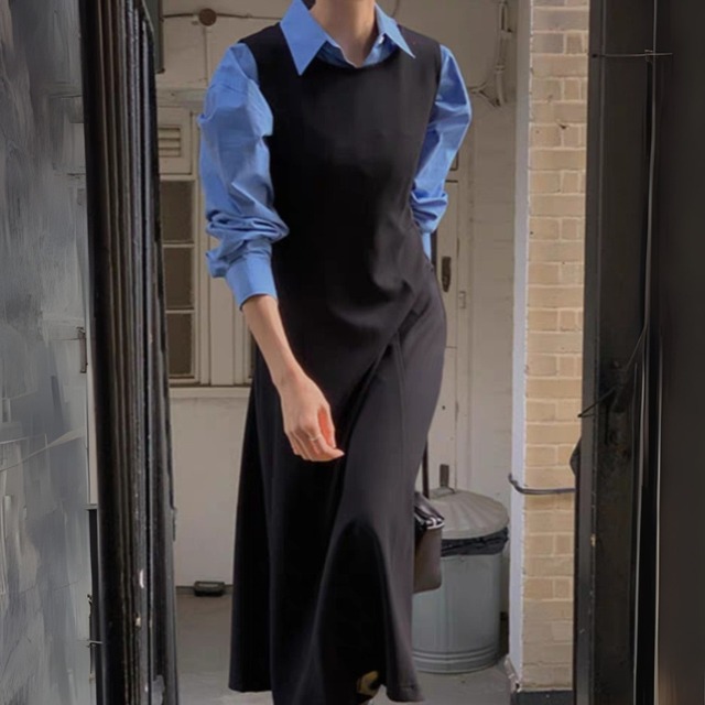 ラウンドネック　フレアシルエット　ジャンパースカート　1col　N00151