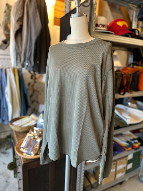 PAPERSKY WEAR MERINO WAFFLE LONG T-SHIRT LIGHT KHAKI