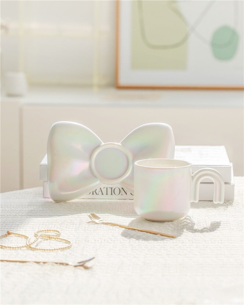 aurora ribbon cup saucer set 4colors / オーロラ リボン カップ