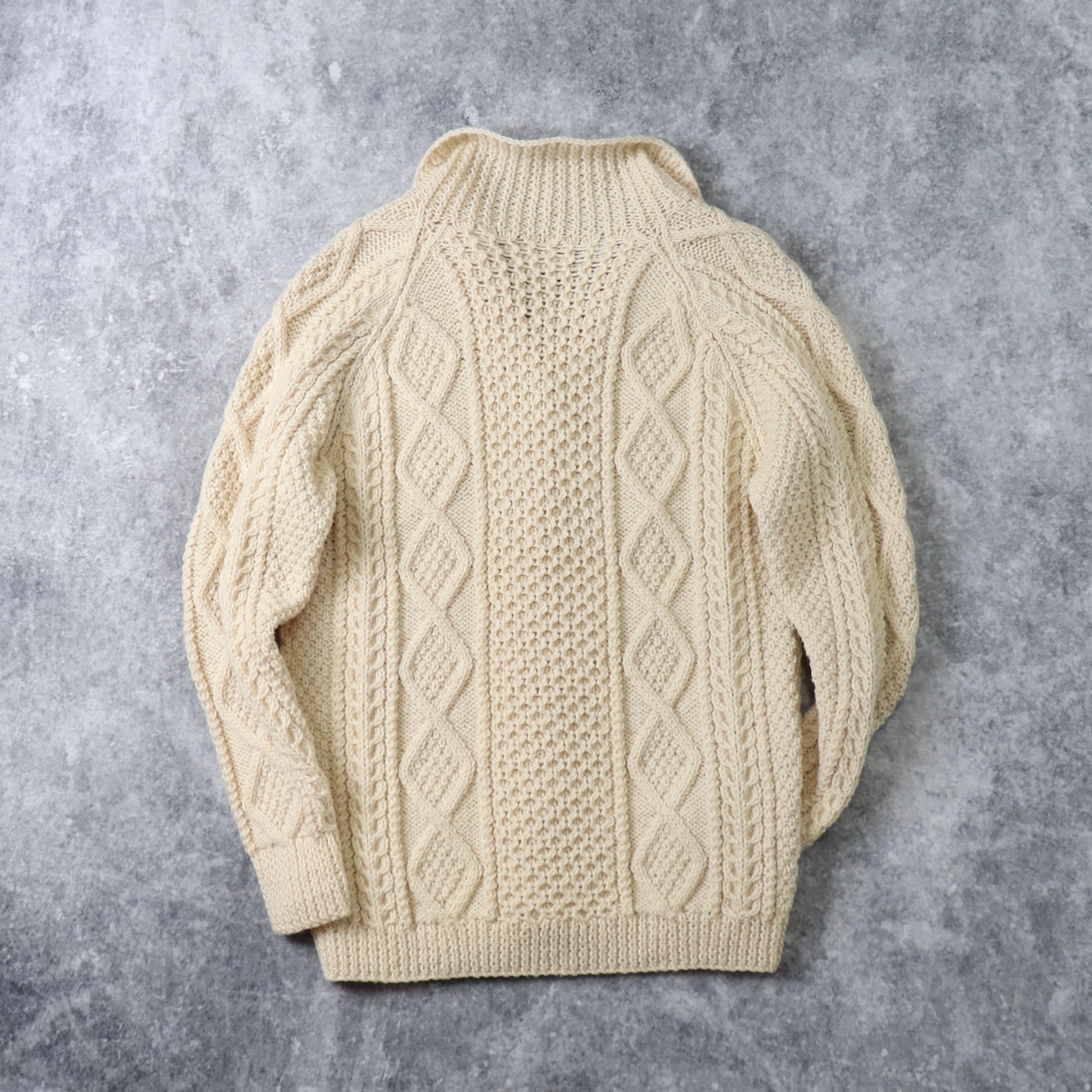 80s Fisherman Knit Cardigan 80年代　フィッシャーマンニット　カーディガン　ハンドメイド　アイルランド製　ヴィンテージ　 古着　A657 | ROGER'S used clothing - ロジャース - powered by BASE