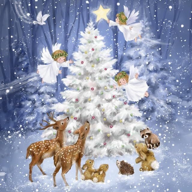 【Serviettenshop】バラ売り2枚 ランチサイズ ペーパーナプキン Magic Tree in Forest ブルー