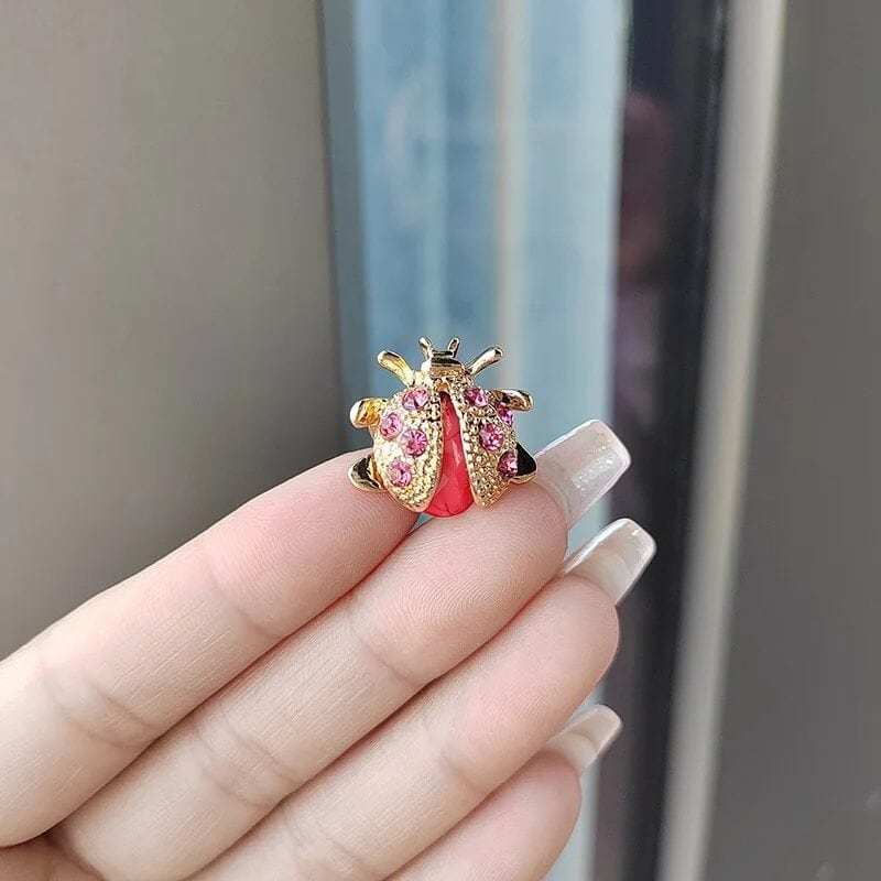 □幸運の昆虫♪小さなてんとう虫ブローチ☆ピンブローチ☆ライン
