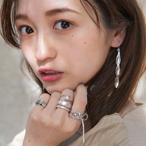 SET RING || 【予約商品】RURIE EMOTO / RIBBON X PEARL KAWAII SILVER SET || 5 RINGS || SILVER || CRSR0409G