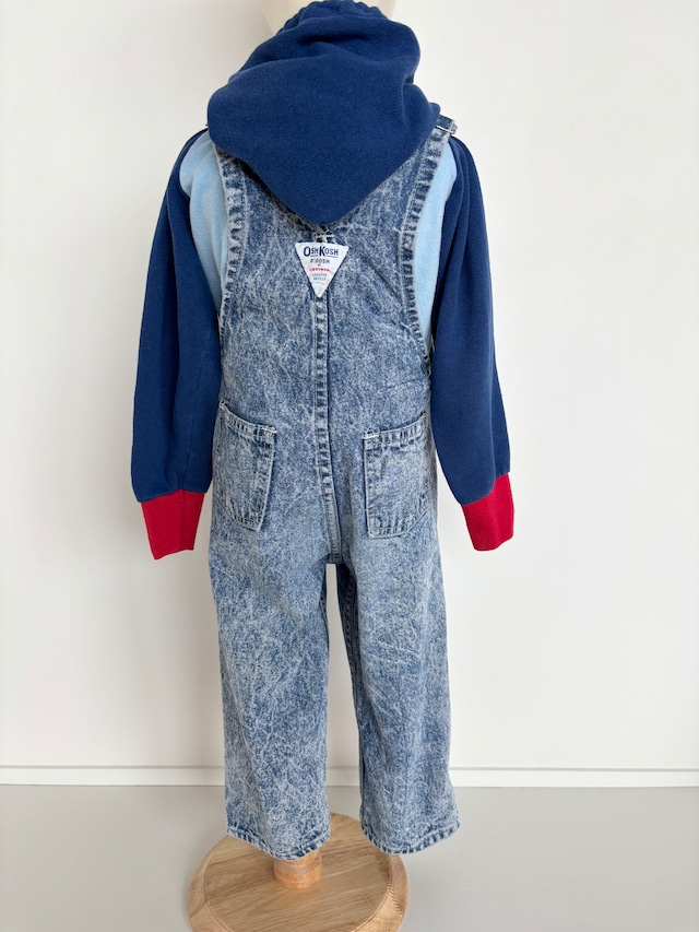 【3T・vintage】USA製 OshKosh ケミカルウォッシュ オーバーオール