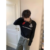 VINTAGE ストリート カモ襟刺繍ポロロングTシャツ T2216