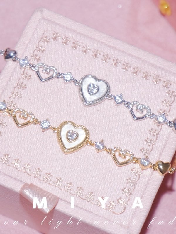 恋を重ねるハートシェルブレスレット♥B61